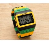 Shhors LED Digital Rainbow Band Hombres Mujeres Relojes Deportivos Relojes de pulsera casuales resistentes al agua black yellow yellow