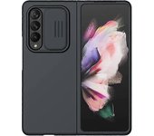 Funda para teléfono Samsung Galaxy Z Fold 3 - Funda de silicona CamShield con funda para cámara, negra