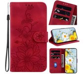Gangxun Funda para Motorola Moto G200 5g en relieve Lily Flip Wallet Premium Pu Funda de cuero con soporte para tarjeta compatible con Motorola Mot...
