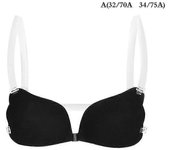 1pc Women Invisible Bra Push Up Silicone Bra con correas transparentes sin respaldo Negro A