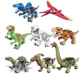8pcs/set Jurassic World Dinosaurio Tyrannosaurus Rex Velociraptor Triceratops Pterosaur Model Block Brick Toys Kid's Education Gifts