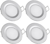 4 X Foco Empotrado Led 12v Agujero 58-65mm 3w 3200k Luz de techo empotrada para autocaravana Barco Caravana Van Yate Blanco cálido (acabado plateado)