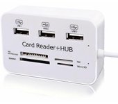 Concentrador lector de tarjetas USB Microdrive 7 en 1: compatible con tarjetas Micro SD, SD y unidades flash Blanco