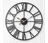 Augro Reloj de pared silencioso, reloj vintage de granja europea con números romanos, 40 cm sin tictac que funciona con pilas (negro)