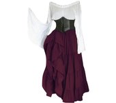 Mujer Renacimiento Disfraz Corsé Vestido de Hadas Vestido de Fiesta de Halloween Vestido Victoriano Irregular Vestido Medieval Patchwork Púrpura Large