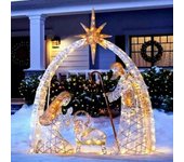 unbrand 2023 Belén Iluminado Led Navidad Nacimiento De Jesús Silueta Con Estacas Decoración De Lámpara De Jardín Al Aire Libre Adornos De Navidad F