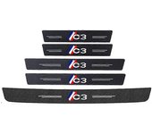 Vehicles Parts Para Citroen C3 Emblema Fibra de Carbono Umbral de Puerta Automática Umbral Placa de desgaste Calcomanías Pegatinas Protectoras Prot...