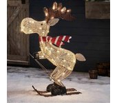 Jtgg Figura de Navidad al aire libre Led Esquí Alce Jardín Decoración Adorno 30cm