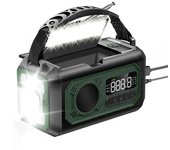 Radio meteorológica de emergencia de 12000 MAh Radio de manivela Radio solar Radio portátil AM / FM / Radio con linterna Lámpara de lectura-B Verde