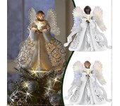 Adorno de árbol de Navidad Angel Fairy - Adorno festivo de 25 cm para la parte superior del árbol de Navidad Blanco