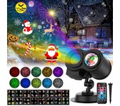 Proyector De Navidad De Interior Al Aire Libre, Proyector De Halloween Al Aire Libre Con Control Remoto, 16 Patrones Y 10 Colores Efecto De Onda De...