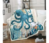 Kerota Manta de vellón de pulpo Manta de tentáculos de pulpo verde azulado Manta de felpa Ocean Mystic Kraken Sherpa Manta marina de estilo mediter...
