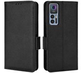 Para TCL 30 4G / 5G / TCL 30 + Litchi Textura PU Cuero Doble Cierre Magnético Estuche de teléfono Soporte Cartera Carcasa Negro Style A TCL 30