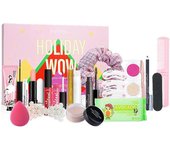 Calendario de cuenta regresiva de la fiesta de Navidad Calendario de Adviento Maquillaje Kit de regalo, incluye brillo de labios, rubor, cejas Chic...