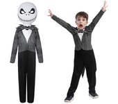 3-14 años Niños Halloween Pesadilla Jack Skellington Cosplay Mono con máscara 11-14 Years