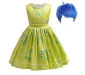 Inside Out Joy Cosplay Disfraz Vestido de Princesa Accesorios Para Niñas Halloween Navidad Carnaval 120 cm