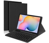 Compatible con Samsung Galaxy Tab S7 + / S7 FE / S8 + Funda de cuero con teclado Bluetooth desmontable con soporte para S Pen Negro