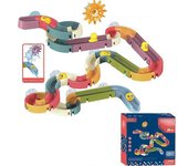 Pequeño pato amarillo tobogán de juguete bloque de construcción juguete baño de juguete bañera juego de montaje de pista de bolas 48PCS
