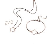 JUSCH Conjunto de joyas de tréboles de cuatro hojas, pulsera de collar de trébol de cuatro hojas de la suerte o aretes para regalo de fiesta de bod...