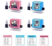 4 pcs Math Roller Stamps, suma resta División de multiplicación Roller Stamp, reutilizable Calculation Math Roller