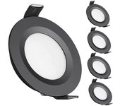 Tsim x Foco LED Empotrable 12V Orificio 58-65mm 3W 3200K Plafón Empotrable para Autocaravana Barco Caravana Van Yate, Blanco Cálido (Negro)