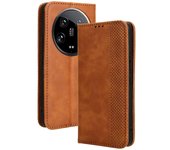 Para Xiaomi 14 Ultra Case Funda de teléfono magnética plegable de cuero vintage - Marrón Multicolor Brown