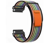 Correa de reloj para correa de sujeción de bucle ajustable de nailon Garmin Fenix 7/ 6/ 5 de repuesto Arco Iris Negro