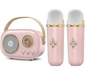 Máquina de karaoke para niños, altavoz Bluetooth portátil con 2 micrófonos inalámbricos, 6 efectos de cambio de voz, juguete para niñas, regalo de ...