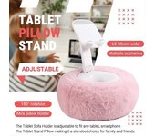 Ajustable para soporte de lectura de soporte de almohada con soporte de teléfono Fuzzy Bowl 360 para cama rosa