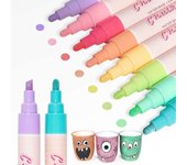 Rotuladores de tiza para pizarras, Ventanas, Borrable, 8 colores, Tiza líquida, Rotuladores de punta reversible de 6 mm, Rotuladores de tiza para v...