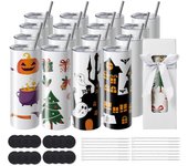 Succebuy Paquete de 16 vasos de sublimación rectos, vaso en blanco de 20 oz a granel, vasos de doble pared de acero inoxidable, para prensa de calo...