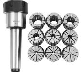 Juego de pinzas de resorte ER32 de 10 piezas 2/4/6/8/10/12/16/18/20 mm + MT3 M12 ER32 Pinza Chuck Morse Hold Plata