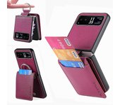 Funda de teléfono de cuero con textura de litchi para Motorola Razr 40 Púrpura