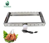 Parrillas al aire libre de barbacoa volteadoras automáticas de acero inoxidable para exteriores con 10 pegatinas de barbacoa Herramienta de rodadur...