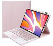 AH17-A Compatible para Huawei MatePad 11.5 Funda de cuero para tableta + teclado Bluetooth desmontable con panel táctil Rosa