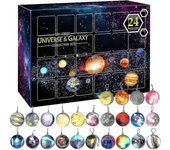 Calendario de Adviento de la Galaxia del Universo 2023 Calendarios de Adviento de Navidad, Caja de Regalos Sorpresa de Piedras Preciosas del Planet...