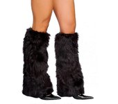 Calentadores de piernas difusos para mujeres niñas Navidad invierno Botas cálidas Fundas de puños Cosplay Party Accesorio Set Negro