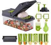 Picadora de verduras multifunción, rebanadora de verduras de 8 cuchillas, cortadora de cebollas, cortador en cubos, separador de huevos, rallador, ...