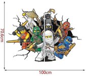Ninjago Wall Sticker Kids Room Graffiti Decoración 3d Broken Wall Cartoon Game Sticker