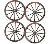 4pcs Vintage Rueda de madera colgante Decoración Bar Montaje en pared Vagón Decoración de rueda Colgante de madera interior 29.00X29.00X0.50CM