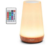 Luz nocturna Auxmir, lámpara de mesita de noche LED táctil, luz regulable por control remoto con cambio de color RGB, recargable por USB, lámpara p...