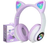 Auriculares inalámbricos Cat Ear Bluetooth Auriculares plegables PÚRPURA