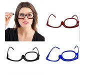 Unisex 180 Grados Rotación Monóculo Plegable Magnificante Maquillaje Lectura Anteojos Rojo de vino 2.00 Diopter