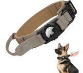 Collar táctico para perros Airtag, collar para perros Air Tag de servicio pesado, collar para perros militares con soporte y asa apple airtag Marró...