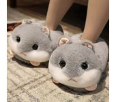 Zapatillas de felpa con forma de conejo / hámster / perro Envoltura creativa Fuzzy Warm Lined Winter Drag Shoes Para adultos en interiores 35-41cm ...