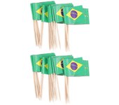100pcs Brasil Bandera Nacional Diseño Pastel Toppers Pastel Creativo Recolecciones de Frutas Cupcake Insert Decoración Palillo de Dientes Fiesta Su...