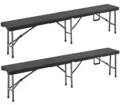 Bancos jardín set de 2 aspecto poliratán 180cm plegables