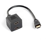 LANBERG ADAPTADOR HDMI MACHO/HDMI HEMBRA X2 SPLITTER 20CM, Negro