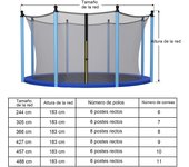 Costway Red de Seguridad Sustitutiva para Cama Elástica 427 cm Pared de Malla para Trampolín Redondo con 8 Palos 9 Correas Negro