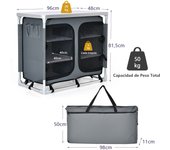 Costway Mesa de Camping Plegable con Organizador y Bolsa con Cremallera para Parrillada Picnic y Fiesta en Estacionamiento 96 x 49 x 80 cm Gris